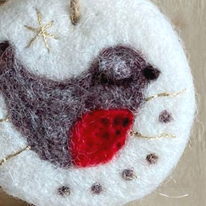 Needle felted Robin Christmas bauble, Handmade hanging decoration