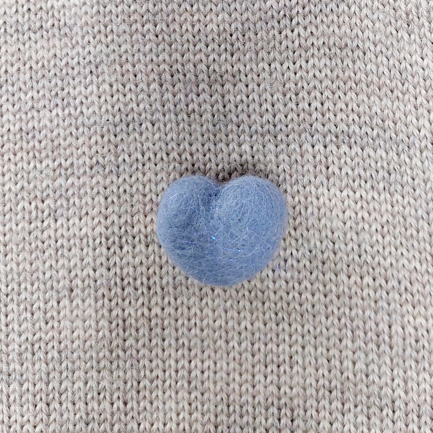 Small Needle felted Heart Brooch, Handmade Felted Heart Brooch - Baby Blue Shade