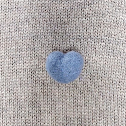 Small Needle felted Heart Brooch, Handmade Felted Heart Brooch - Baby Blue Shade