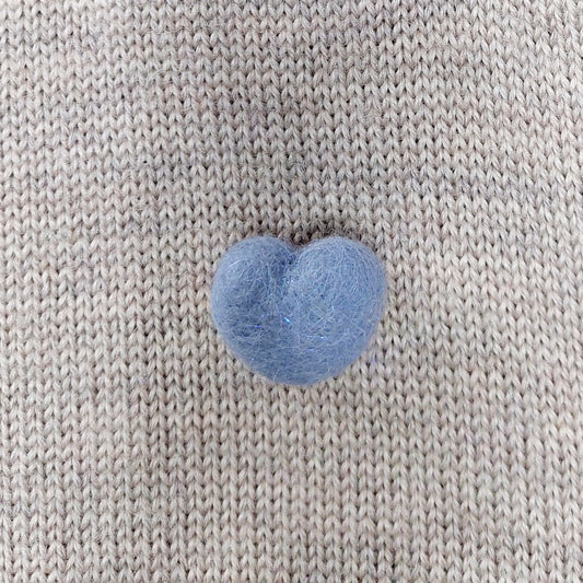 Small Needle felted Heart Brooch, Handmade Felted Heart Brooch - Baby Blue Shade