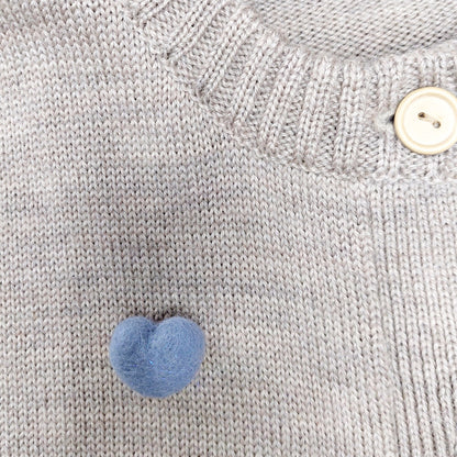 Small Needle felted Heart Brooch, Handmade Felted Heart Brooch - Baby Blue Shade