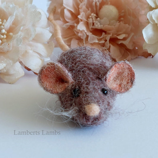Scruffy Brown needle felted mouse,  Handmade wool mouse