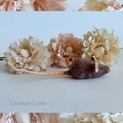 Scruffy Brown needle felted mouse,  Handmade wool mouse