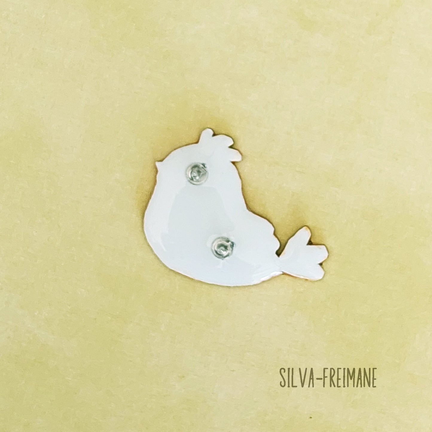 Modern hand painted Yellow and green Bird Brooch created on shrink plastic