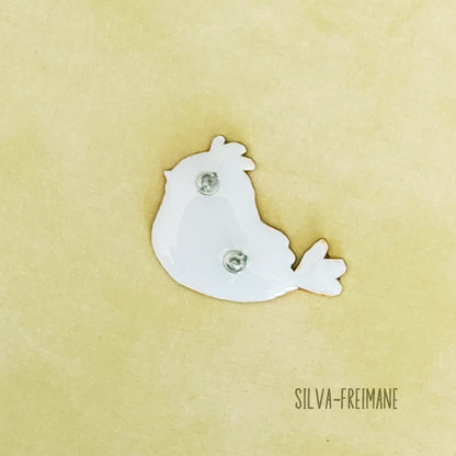 Modern hand painted Yellow and green Bird Brooch created on shrink plastic