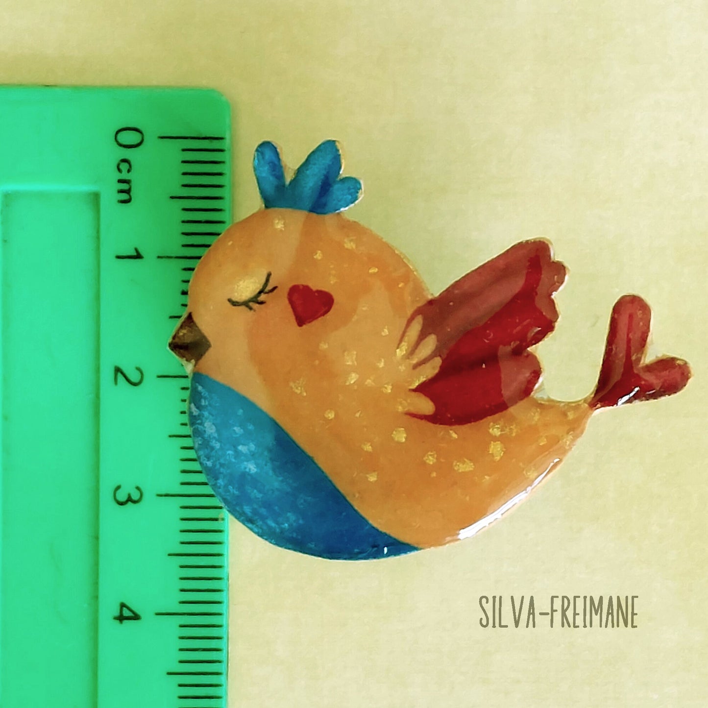 Handmade quirky bird pin