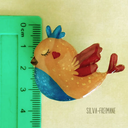 Handmade quirky bird pin