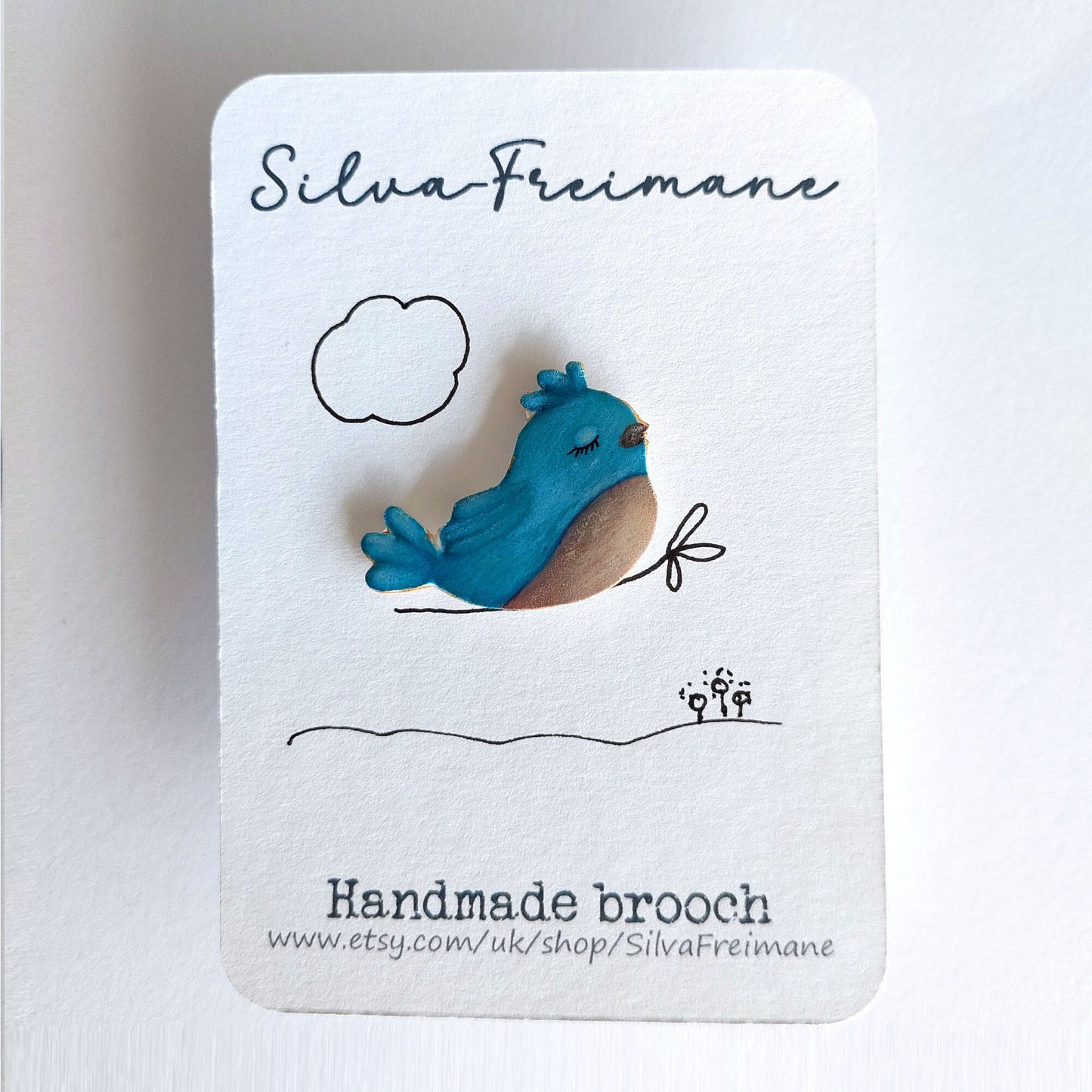 Quirky Blue Bird Brooch - Grade B