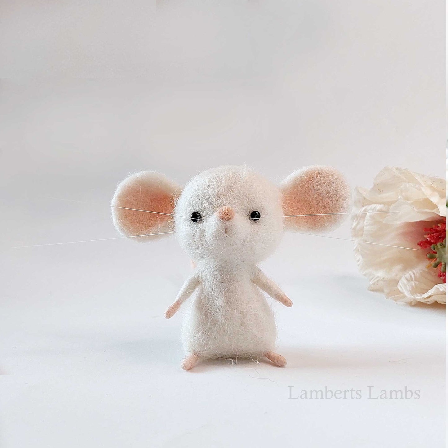 Needle Felted White Mouse