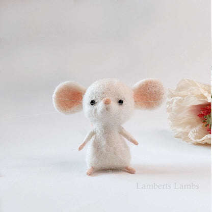 Needle Felted White Mouse