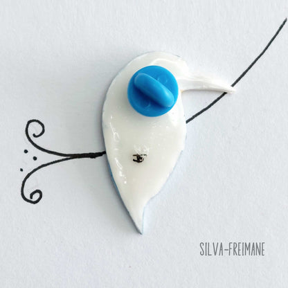 Whimsical Crow Brooch/ Pin, Modern hand painted Crow Brooch Pin