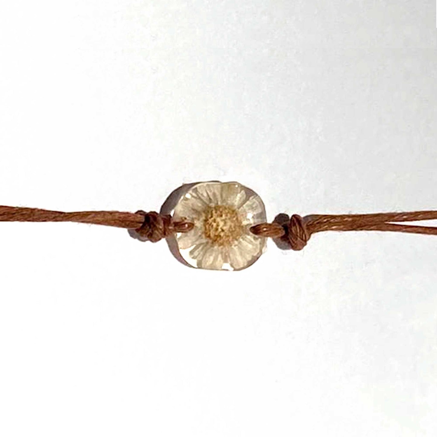 Small Off-White Flower String bracelet, Friendship bracelet with handmade flower charm, minimal bracelet.