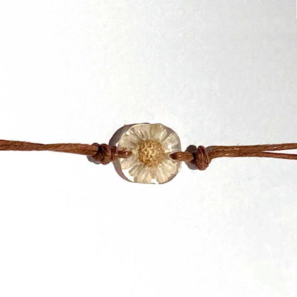 Small Off-White Flower String bracelet, Friendship bracelet with handmade flower charm, minimal bracelet.